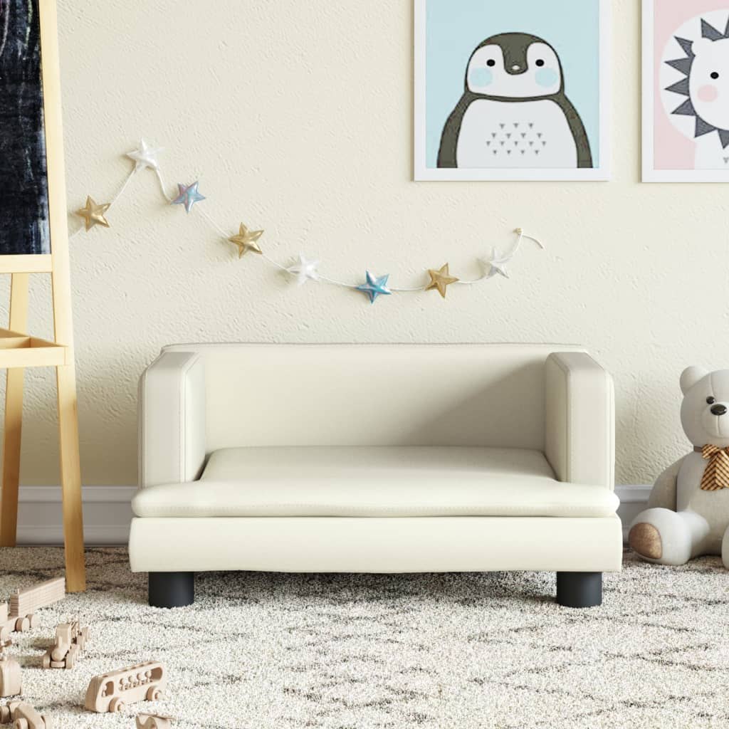 VidaXL Sofa dla dzieci, kremowa, 60x40x30 cm, sztuczna skóra