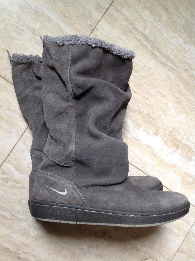 Nike 38,5, 25 cm, szare, skóra natur., ocieplenie