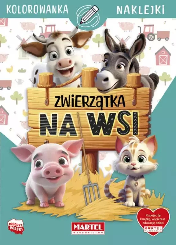 Kolorowanka z naklejkami. Zwierzątka na wsi