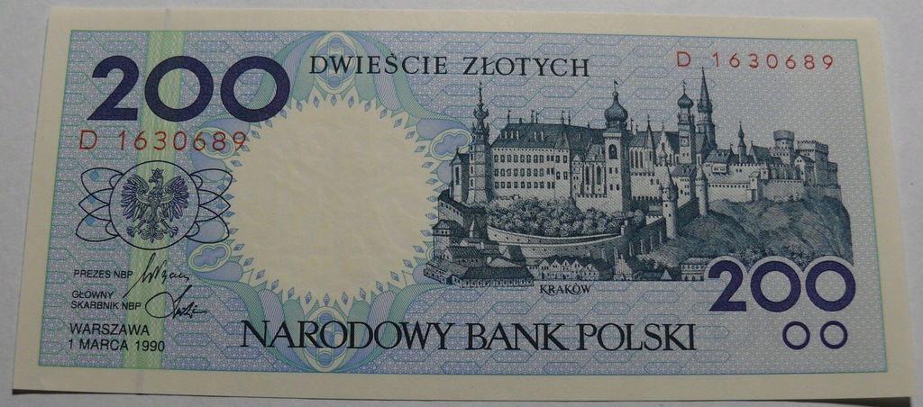 KRAKÓW - 200 zł 1990 r. ser. D - MIASTA POLSKIE (2