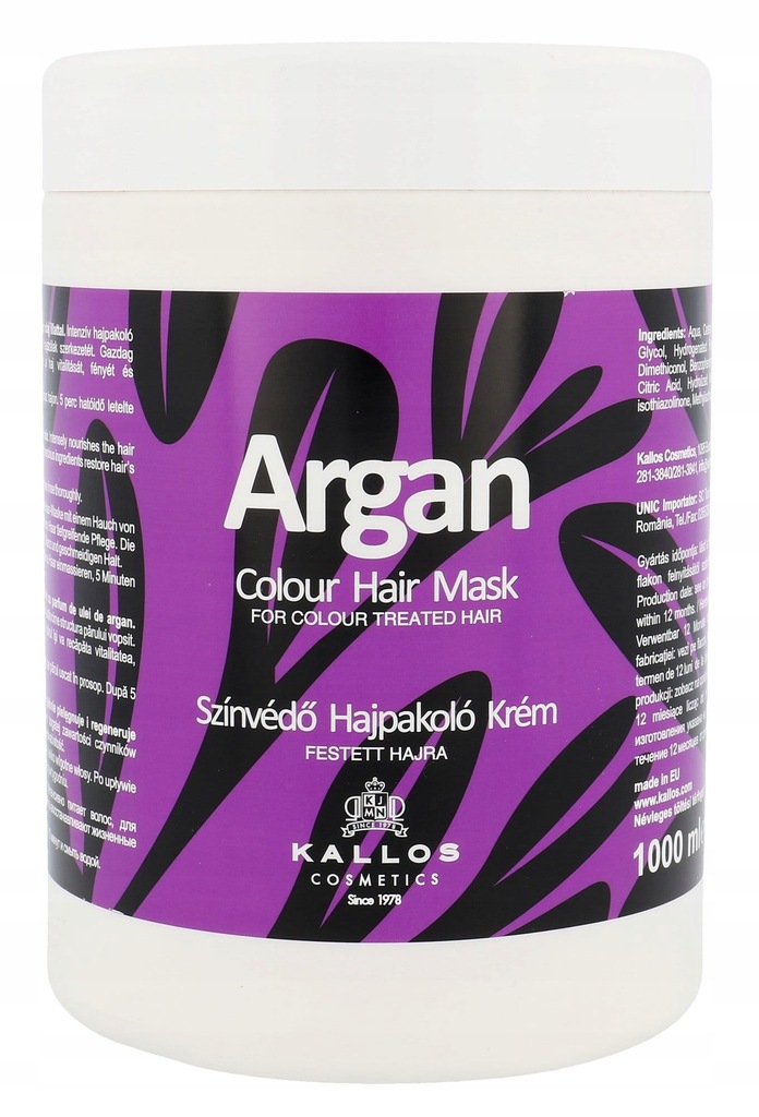 Kallos Cosmetics Argan Maska do włosów 1000ml