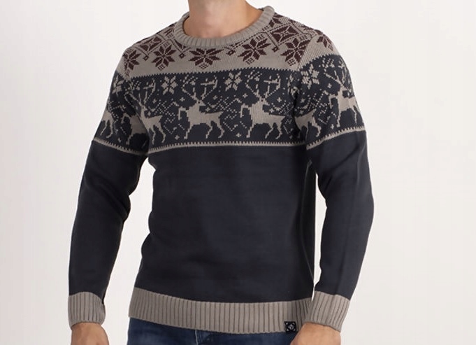 Świąteczny Norweski 3 sweter z reniferem roz M