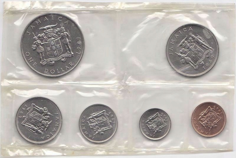 Jamajka, Zestaw 6 sztuk, 1 Cent - 1 Dollar 1969