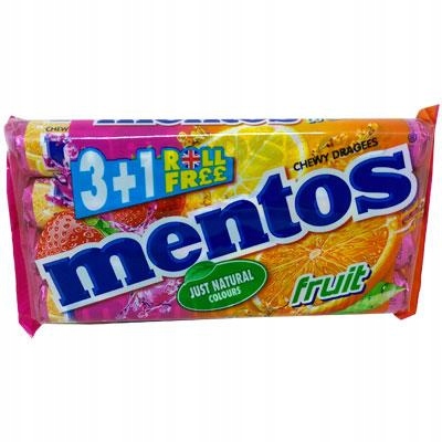 Mentos FRUIT 3+1 gratis cukierki owocowe 4x38g DE