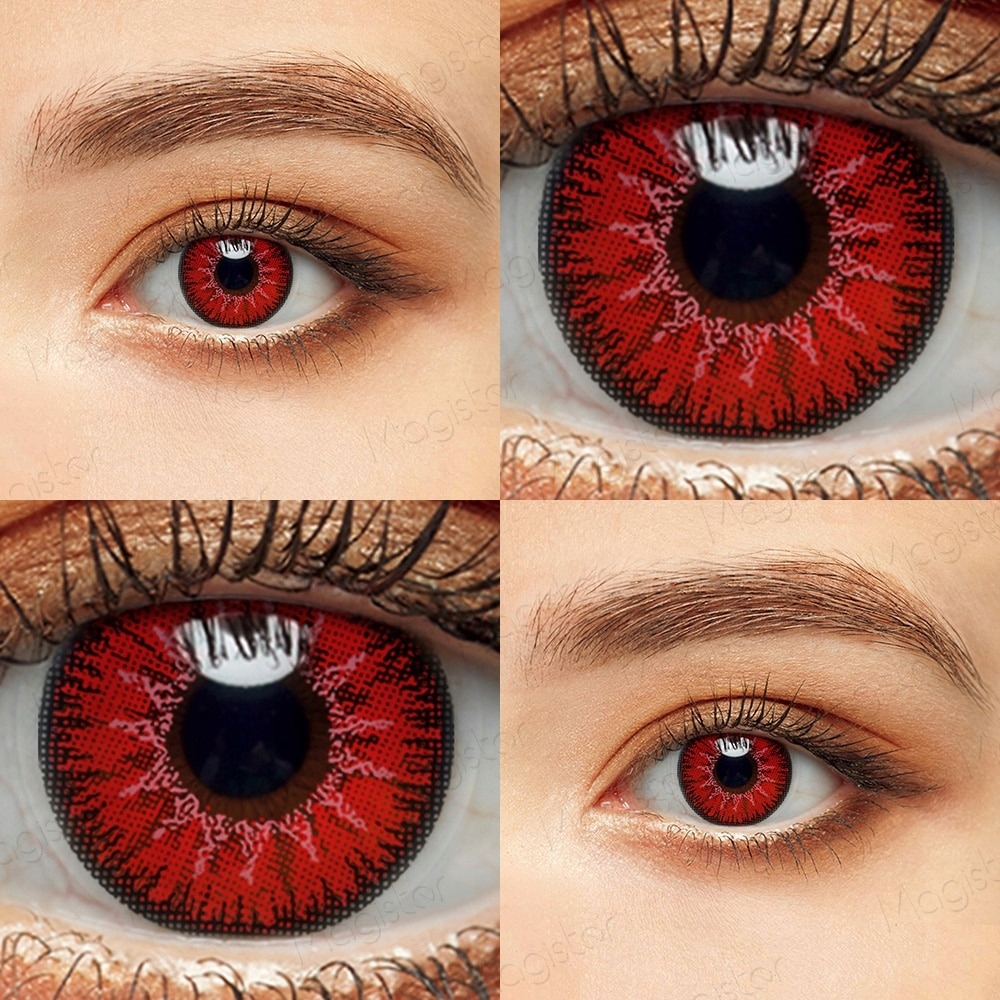 KOLOROWE SOCZEWKI KONTAKTOWE Zerówki Cosplay RED