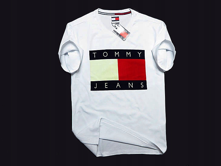 TOMMY HILFIGER JEANS KOSZULKA BIAŁA NADRUK roz.L