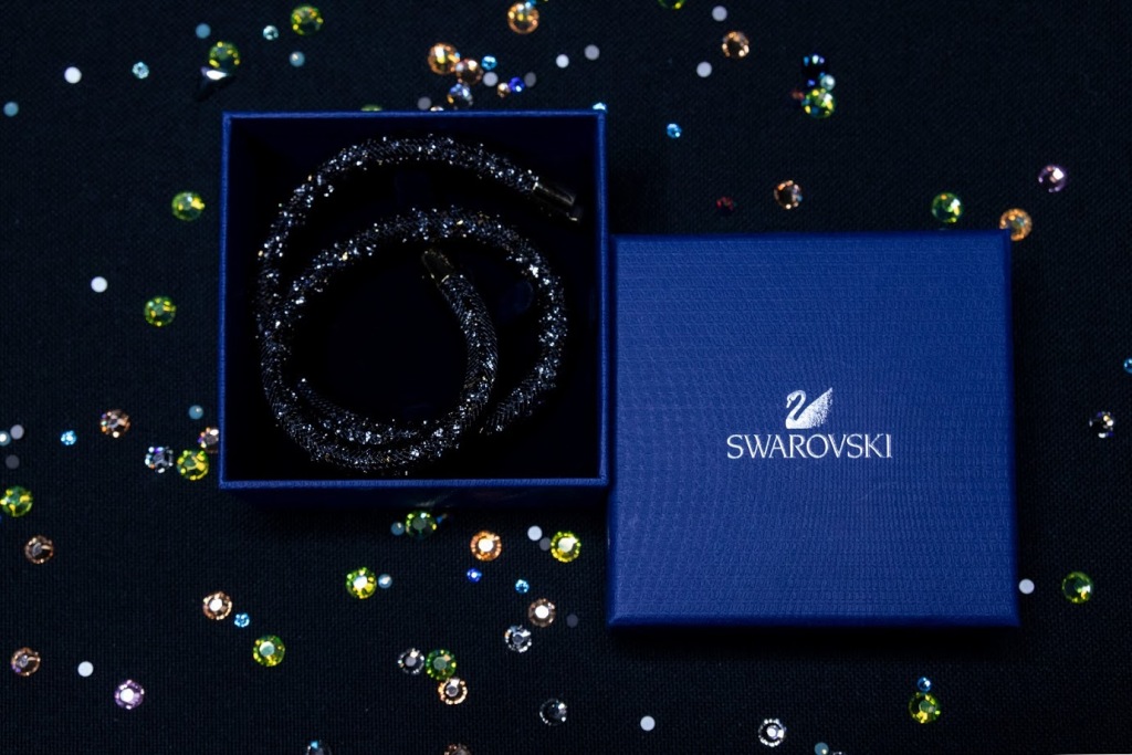 SWAROVSKI STARDUST bransoletka czarna - rozmiar M