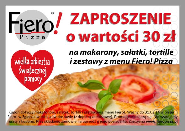 Zaproszenie do Pizzeri FIERO-Zgierz o wart. 30 zł