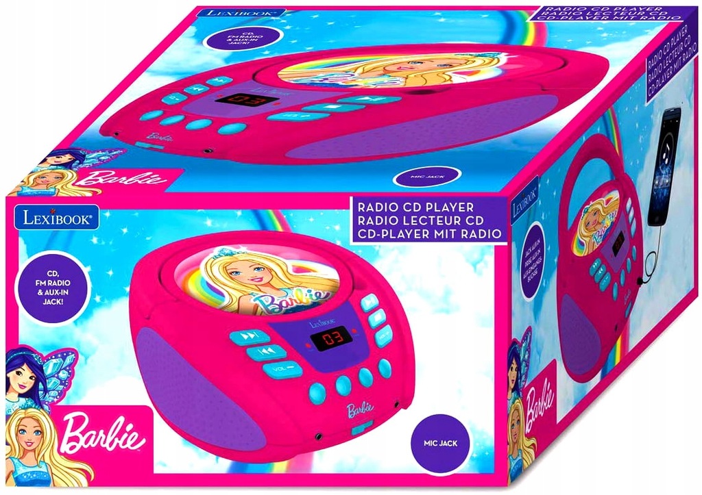 Barbie Boombox Odtwarzacz CD Radio AUX Dla Dzieci 8170012123