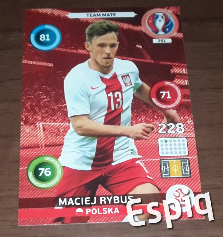 Maciej Rybus Team mate Panini Euro 2016