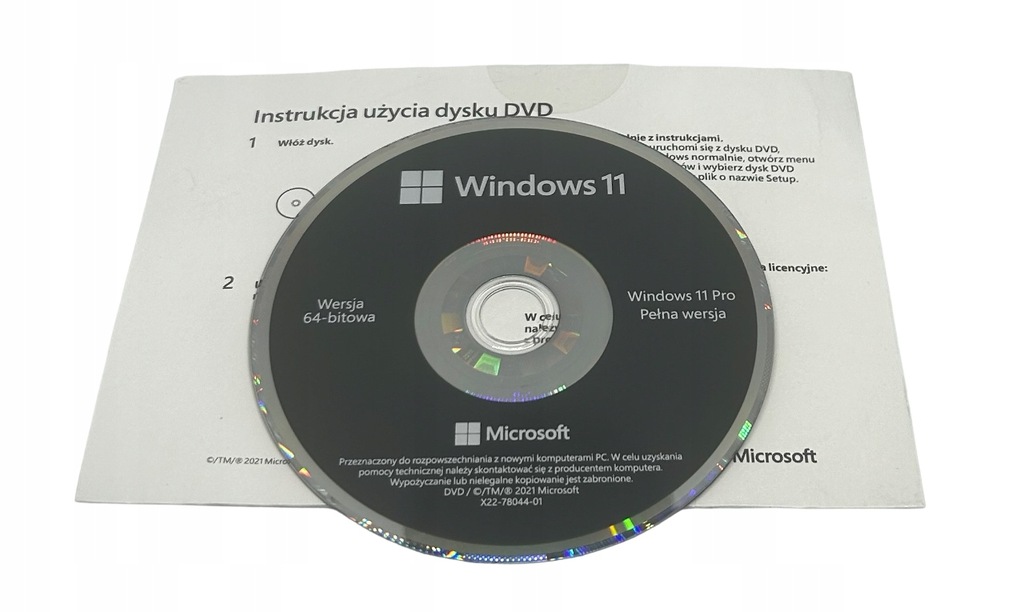 Płyta DVD Windows 11 PRO 64 bit PL sama płyta BEZ KLUCZA !