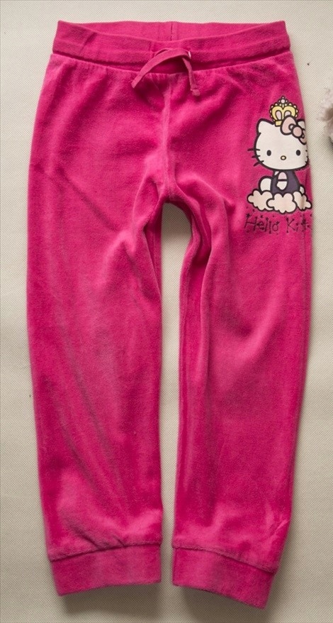 SPODNIE DRESOWE WELUR PINK 122 HELLO KITTY H&M