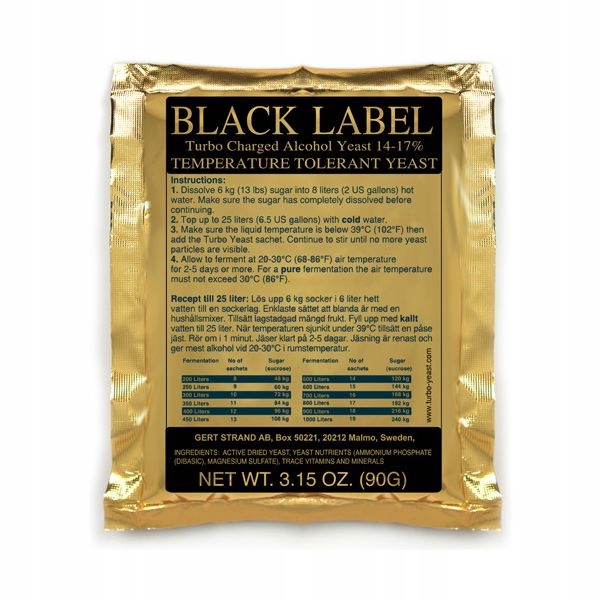 BLACK LABEL TURBO 14-17% 90g drożdże gorzelnicze