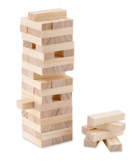 KLOCKI JENGA DREWNIANA WIEŻA GRA 57szt+WORECZEK