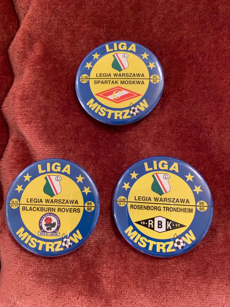 Przypinki Legia Warszawa - Liga Mistrzów 1995