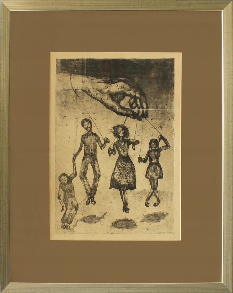 Grafika S. Rotowska "Marionetki" 57x69cm