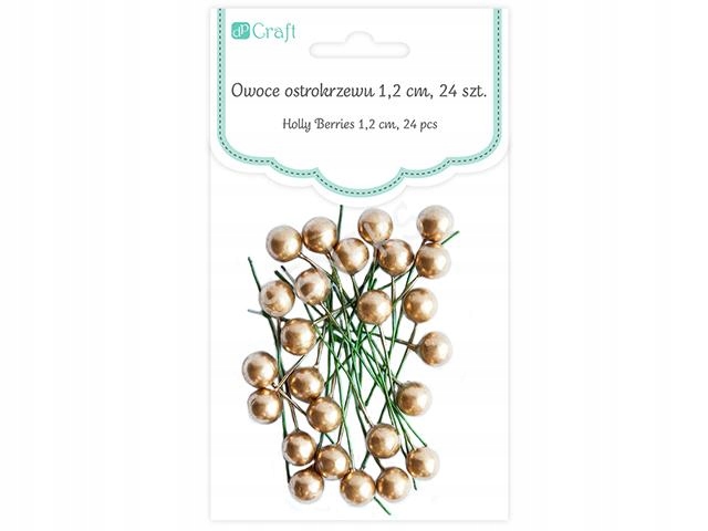Owoce ostrokrzewu 1,2 cm - złote, 24 szt. DPZA-006