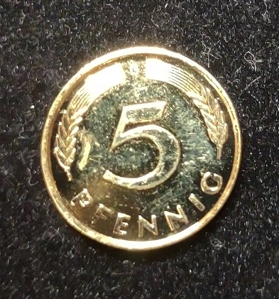Moneta Niemcy 5 Pfennig 1991