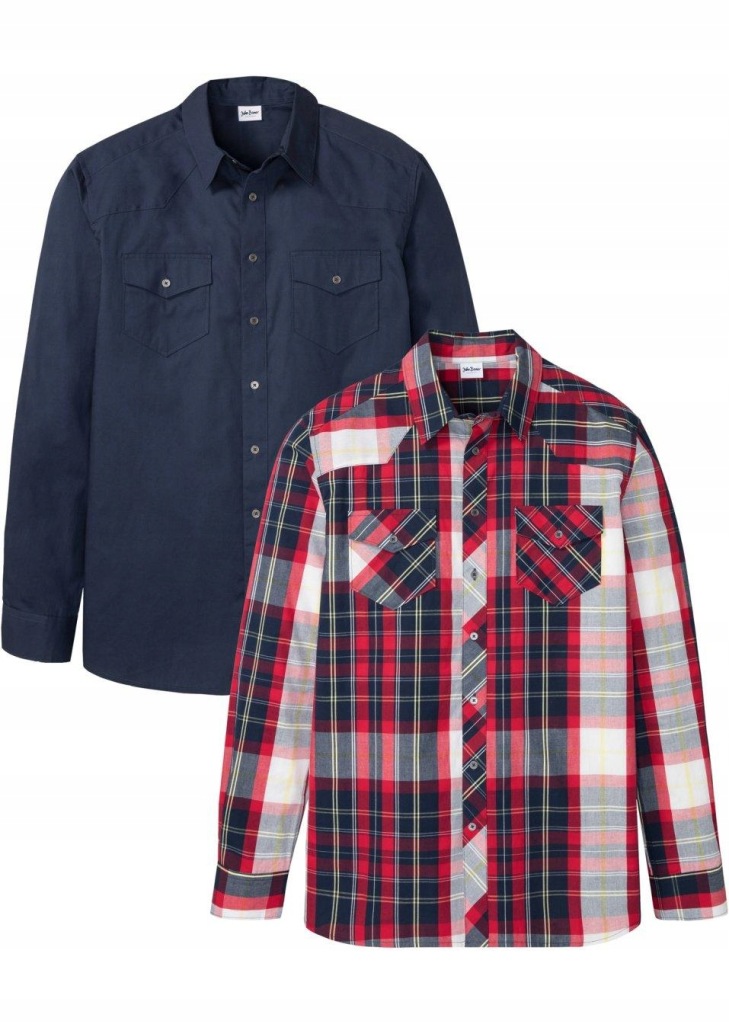 KOSZULA Z DŁUGIM RĘKAWEM GRANATOWA 1X5B37 Bonprix 49/50