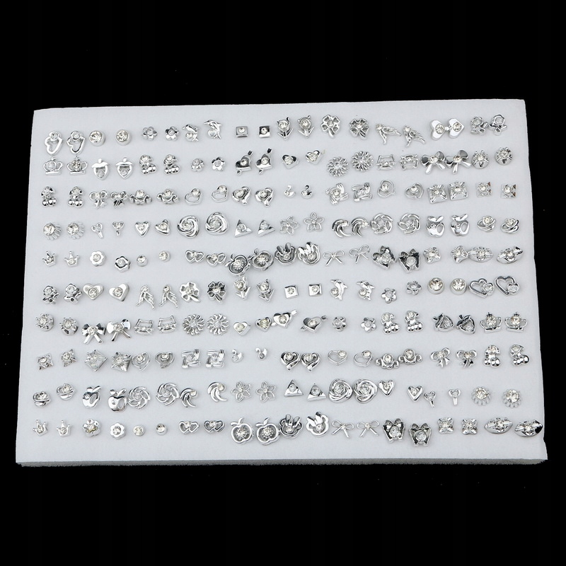 100 Pairs Women Acrylic Crystal Small Stud Ea