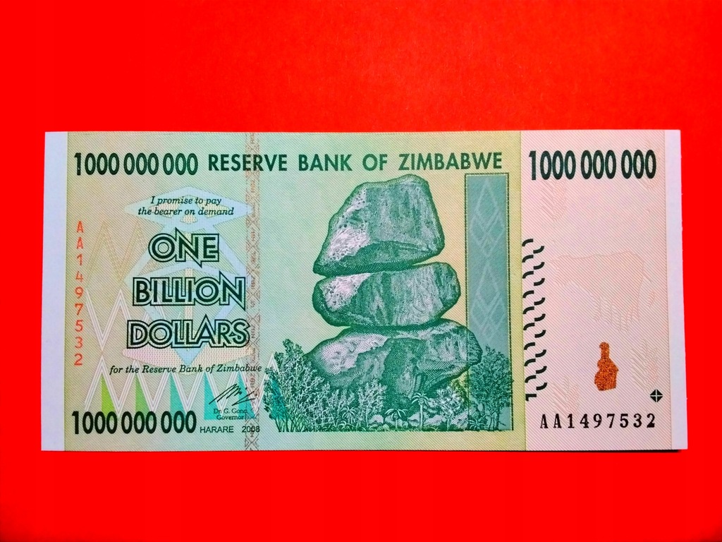 Zimbabwe 1000000000 Dollars 2008 P83 UNC