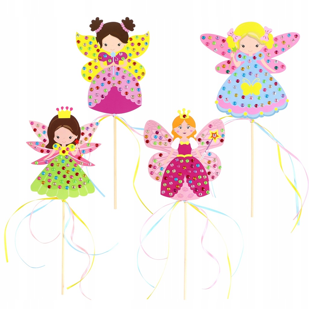 6 Sets Colored Rhinestone Fairy Wand DIY Making Ki