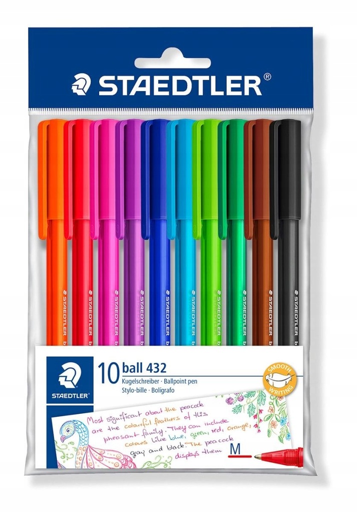 Długopis jednorazowy trójkątny M Staedtler paczka 10 szt. mix kolorów