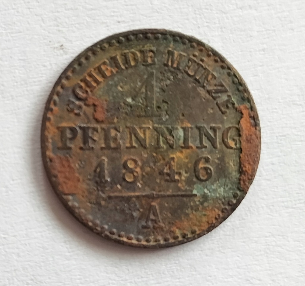 moneta Prusy 1 pfenning 1846 A