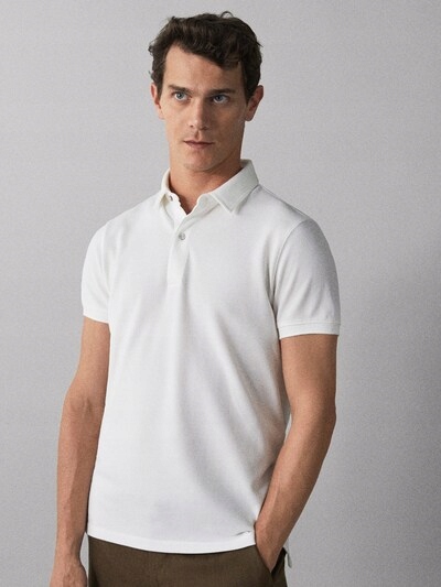 MASSIMO DUTTI T-SHIRT POLO BIAŁY MĘSKI__L__E1