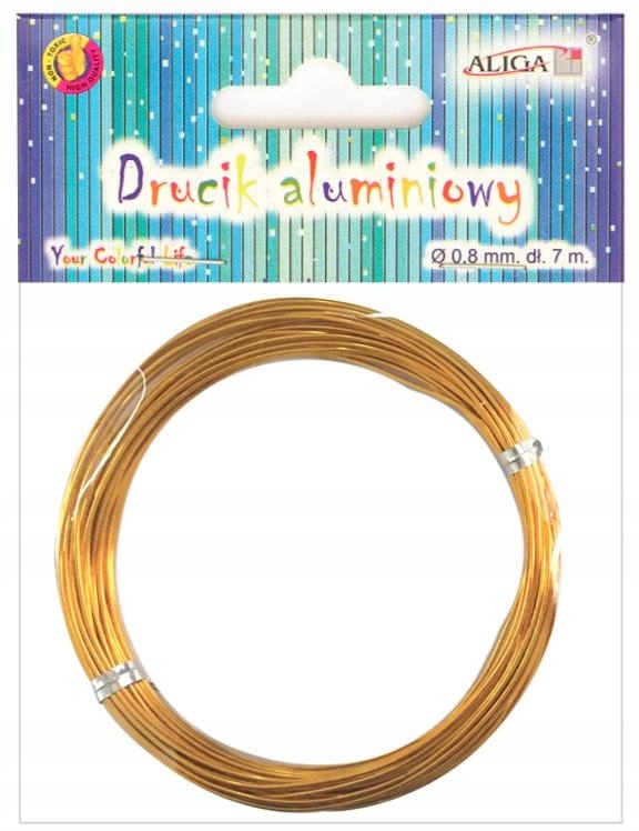 Złoty drut aluminiowy fi-8 mm, długość 7m | Idealny do projektów DIY