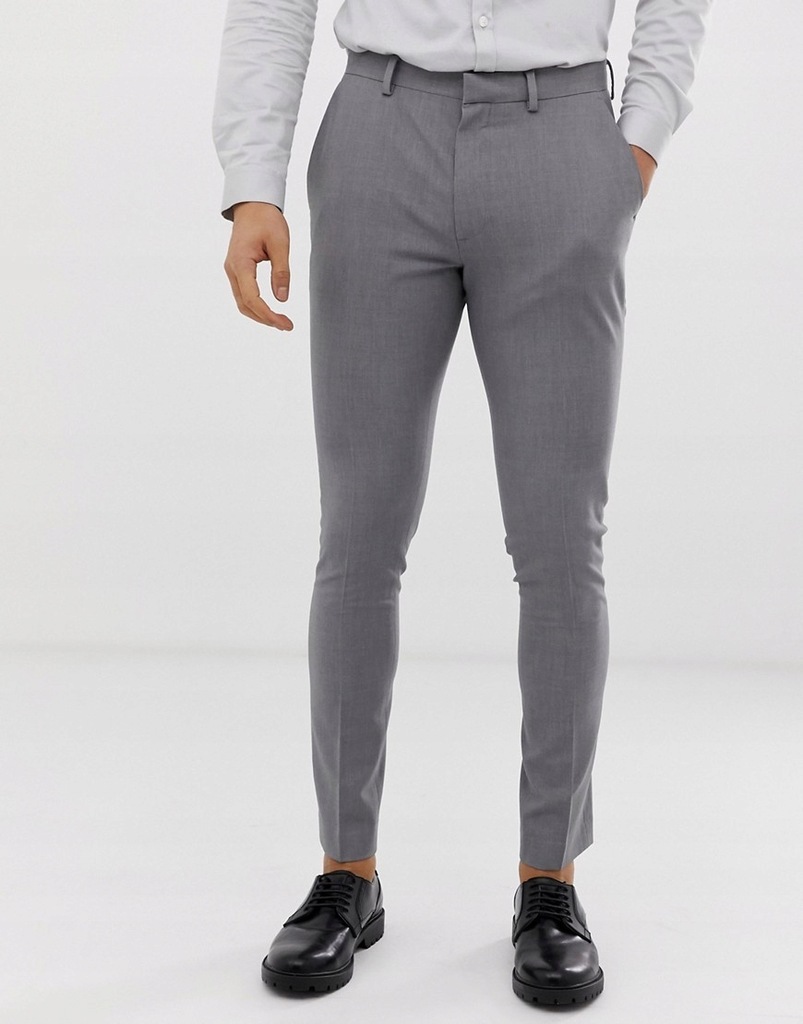Szare Spodnie eleganckie super skinny W30 L30