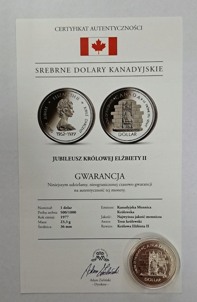 Kanada Dolar 1977 Jubileusz Królowej Elżbiety II