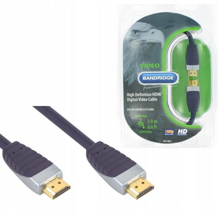 KABEL HDMI PREMIUM BANDRIDGE SVL1002 POZŁACANY 2m