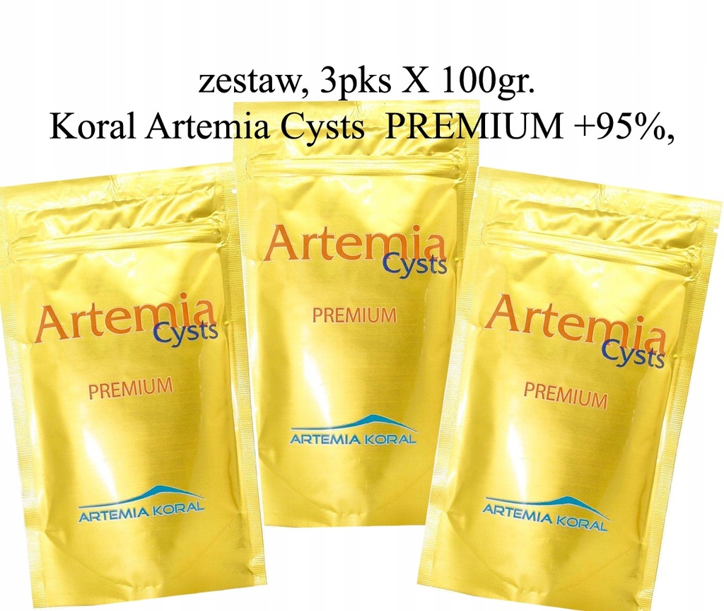 Koral artemia cysts PREMIUM +95%, 3x100g, pokarm.,