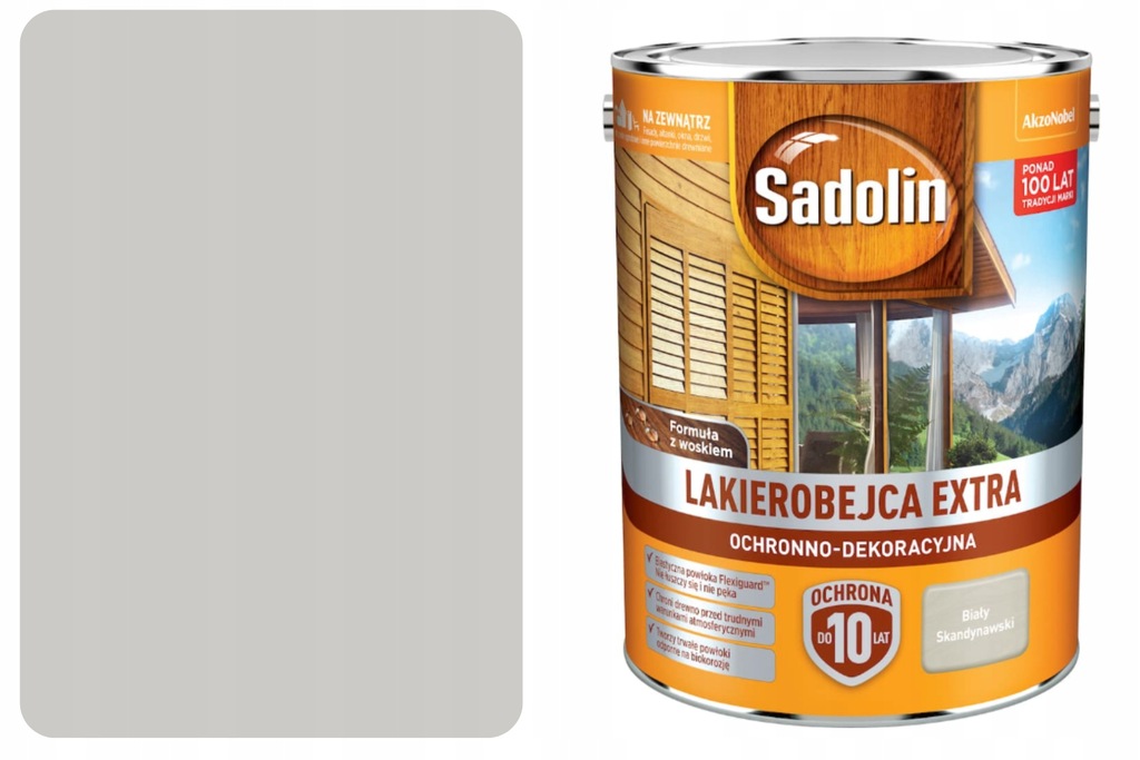 SADOLIN WYDAJNA LAKIEROBEJCA LAZURA DO DREWNA EXTRA Biały skandynawski 5L