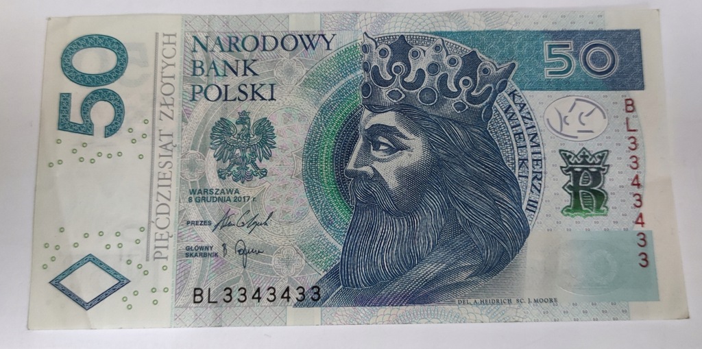 Radar banknot 50 zł 2017r. BL3343433