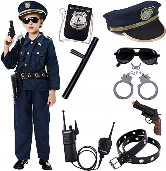 KOSTIUM DLA DZIECI POLICJANT STRÓJ AKCESORIA M
