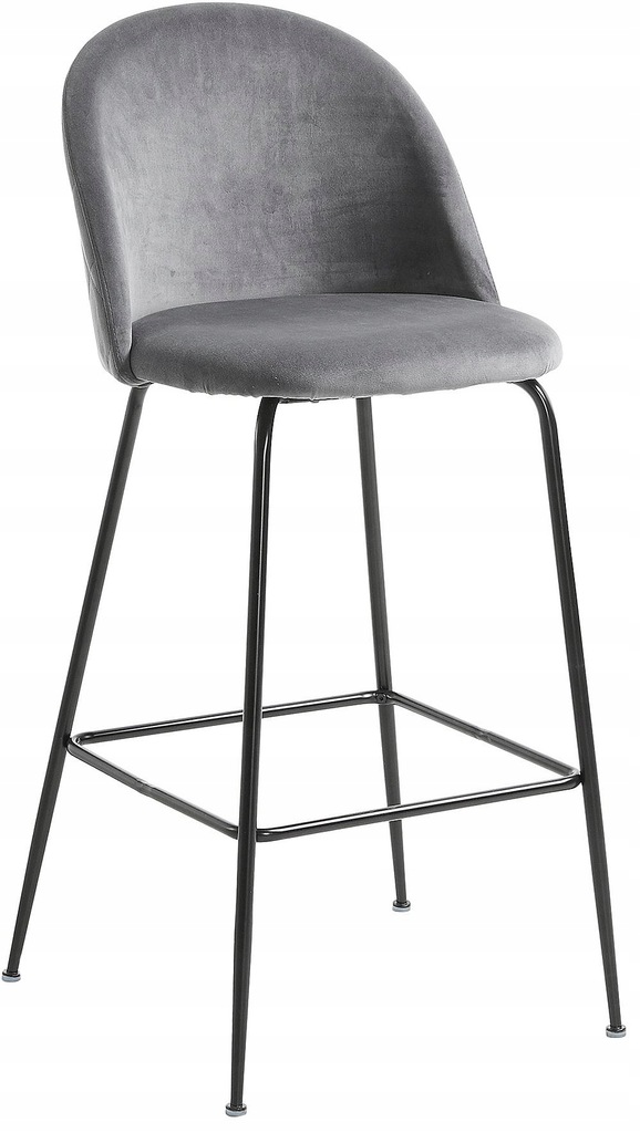 Krzesło barowe z aksamitu Ivonne szare