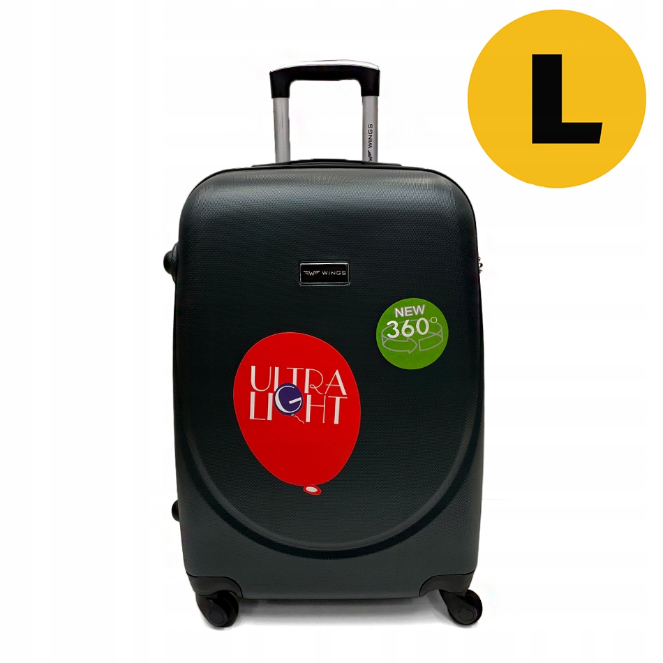 Zielona średnia mocna podróżna walizka L duża bagaż na 4 kółkach ABS