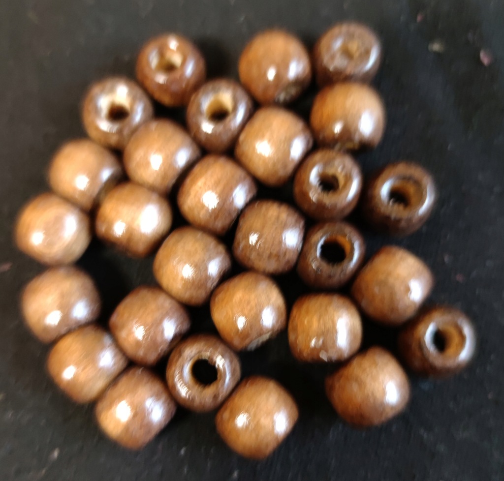 koraliki drewniane lakierowane 12mm 30szt brązowy