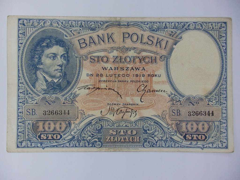 Polska - 100 złotych - 1919 - seria S.B. - ładny stan