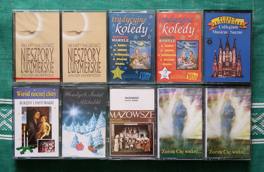 10 KASET MAGNETOFONOWYCH KOLĘDY, PIEŚNI, NIESZPORY