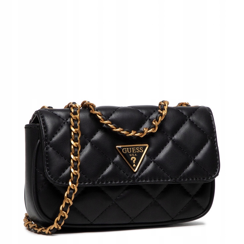 GUESS - Czarna pikowana torebka CASSILLY MINI