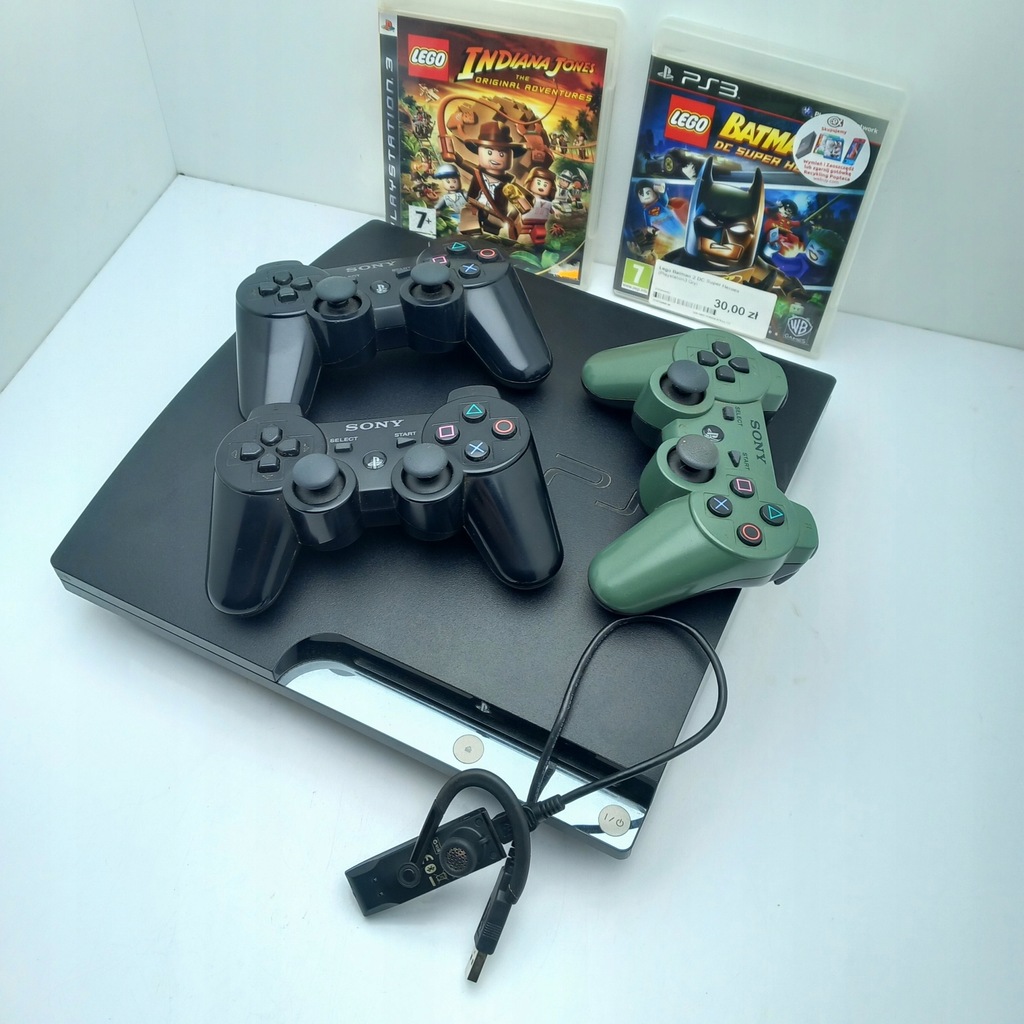 Konsola Sony Playstation 3 Slim 320 GB + 3 pady + dwie gry