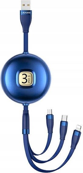 Kabel USAMS U69 3w1 1m Lightning/Micro/USB-C Niebieski