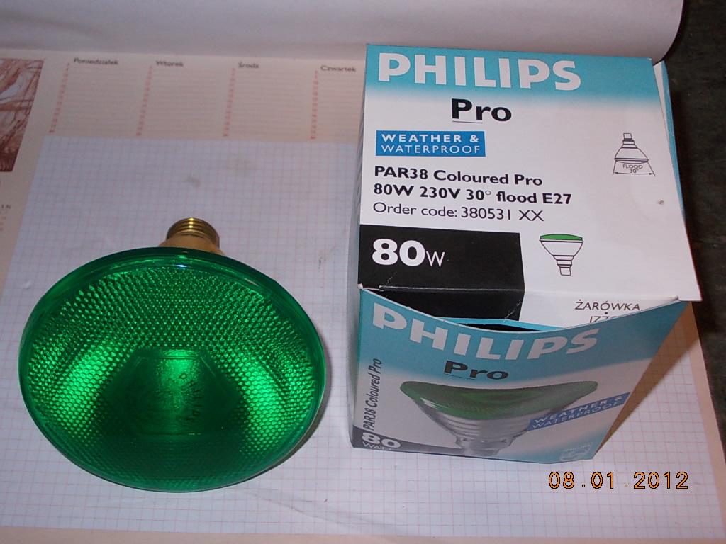 PHILIPS PAR38 zielona 80W E27 230V nówka DMDO