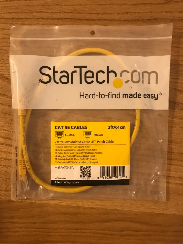 Startech Kabel RJ45 Cat5e Zolty 61cm UTP Patch