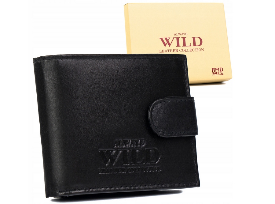 Mały, skórzany portfel męski na zatrzask - Always Wild
