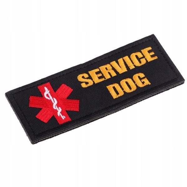 4xService Dog Embroidered Hook Loop Patch Fastener Sew on Patch Black 4 Pcs