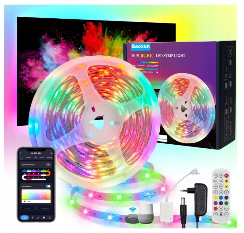 Taśma LED RGBIC STEROWANA Wi-Fi Bluetooth 5m 24W 12V DC